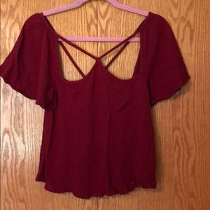 Strappy maroon blouse